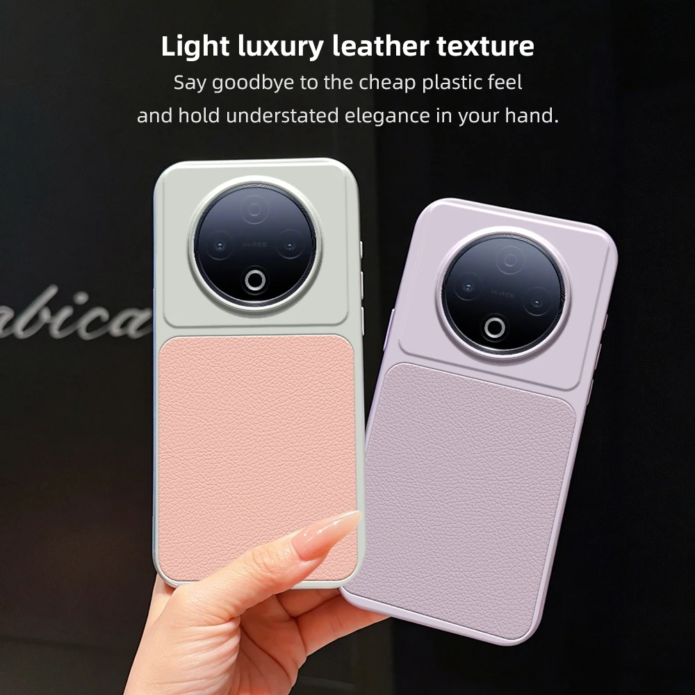 Luxury Matte Leather Back Cover with Lens Protection