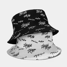 

Summer Reversible Letters Bucket Hat Women Double Side Beach Sun Hat for Men Fisherman Cap for Girls Boys Hip hop Panama Bob Hat