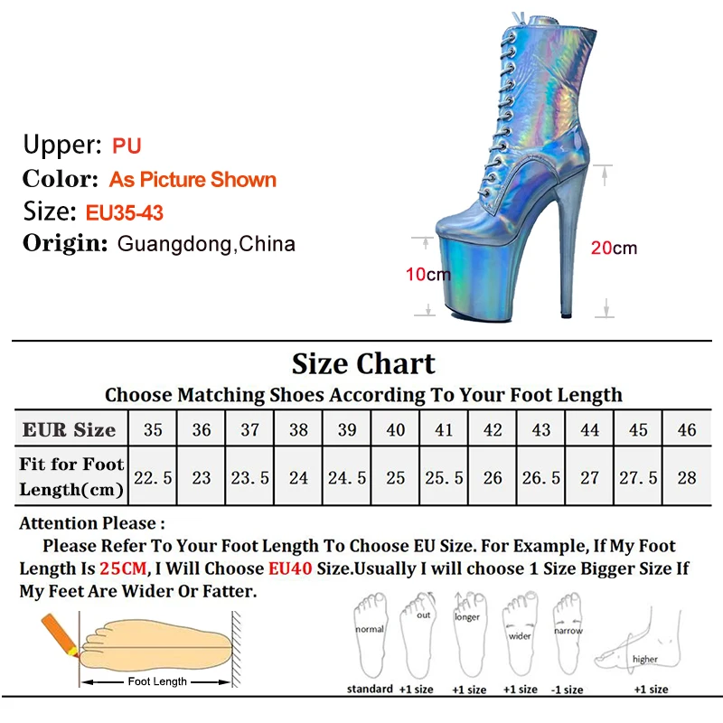 20cm/8Inch Super High With Nightclub Waterproof Platform Strappy Ankle Boots Sexy Hate High Short Boots Pole Dance Stripper Heel