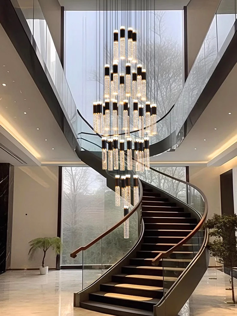Modern Crystal Chandelier - Elegant Pendant Lamp for Living Room and Staircase