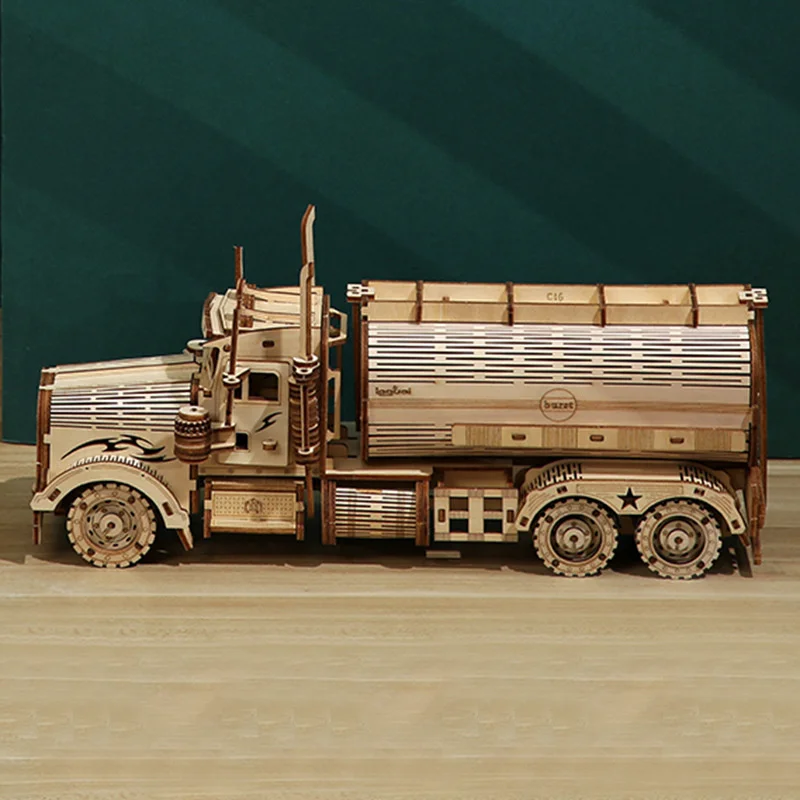 Coin Box 3D Wooden Puzzle Funny Truck Toys DIY Truck Model Wooden Jigsaw Puzzle Assembly Toys for Adults Christmas Gifts diecast 1 50 vehicles 35cm mercedes benz msc mediterranean cosco construction transport truck car model collections gifts