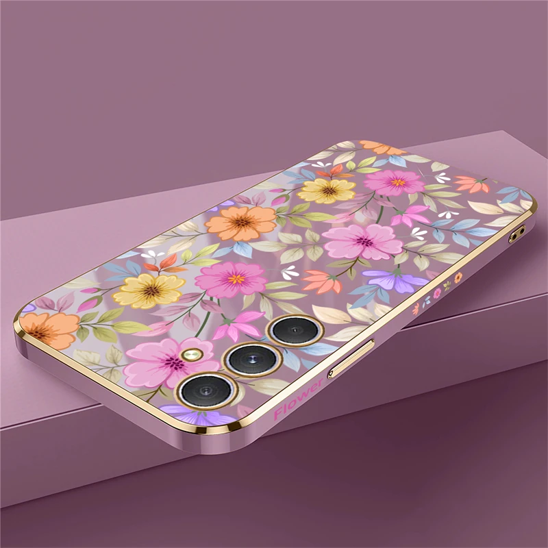 Elegant Plating Flower Shockproof Silicone Phone Case