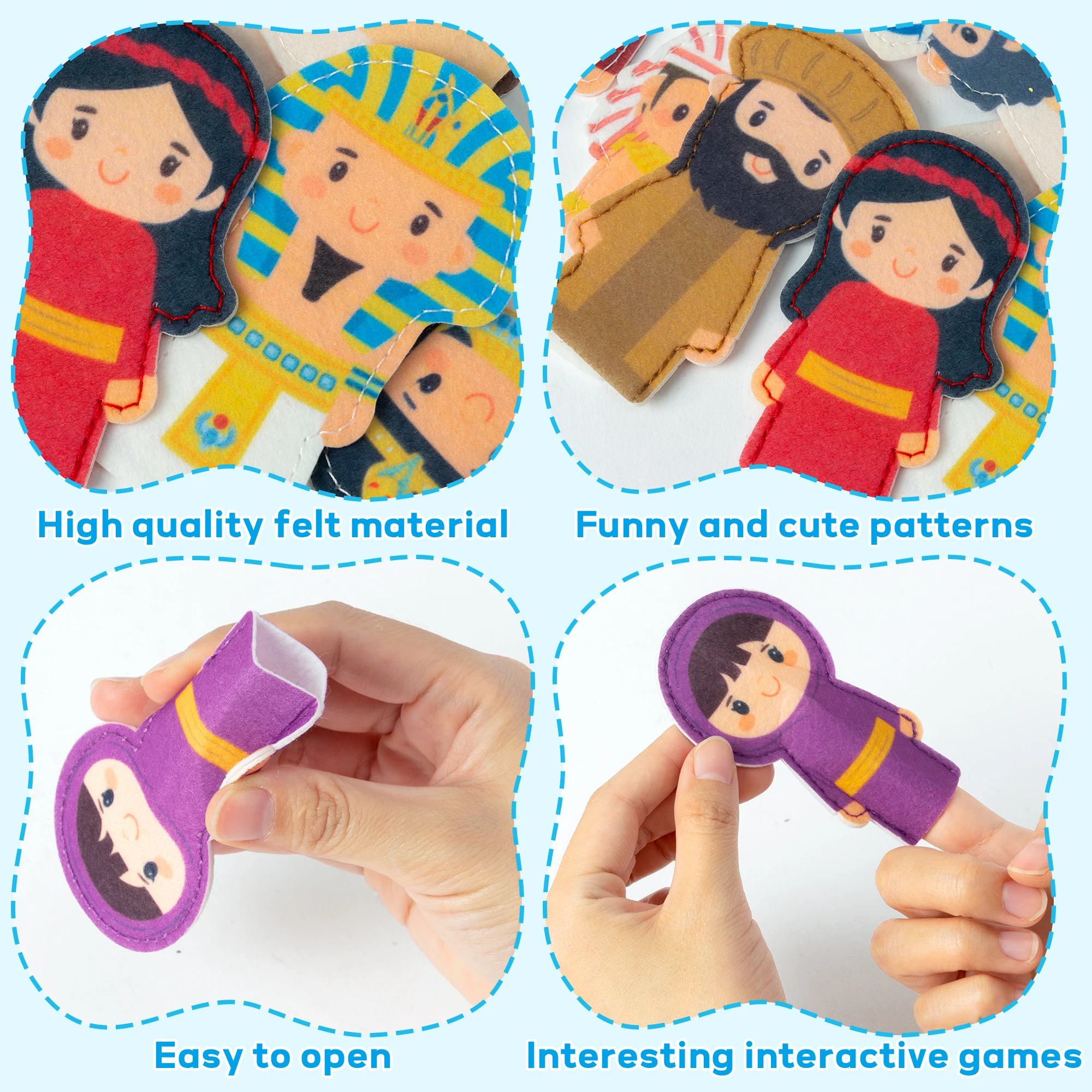 Felt Board Play Set 30Pcs Passover Felt Finger Puppets