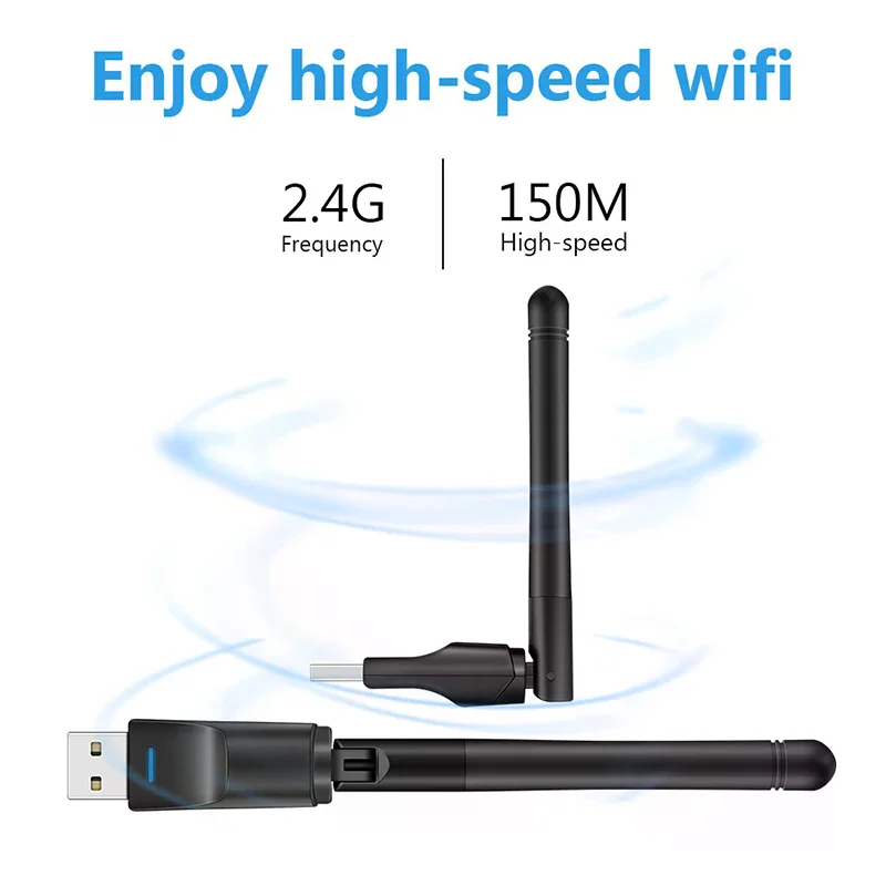 인기 MT7601 미니 USB WiFi 어댑터 150Mbps 무선 네트워크 카드 RTL8188 네트워크 카드 PC 데스크탑 노트북 2.4GHz용 Wi-Fi 수신기