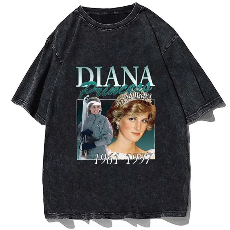 

Princess Diana T-Shirt Fashion Summer Paried Graphic Tshirts Cotton Streetwear Vintage 90S Style Oversized Short Sleeve Tees