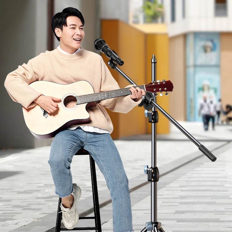새로운 세일 상품 마이크 붐 삼각대 스탠드 1.7 2.1M 마이크 삼각대 브래킷 66CM 크로스바 암 클립 및 휴대폰 홀더 포함