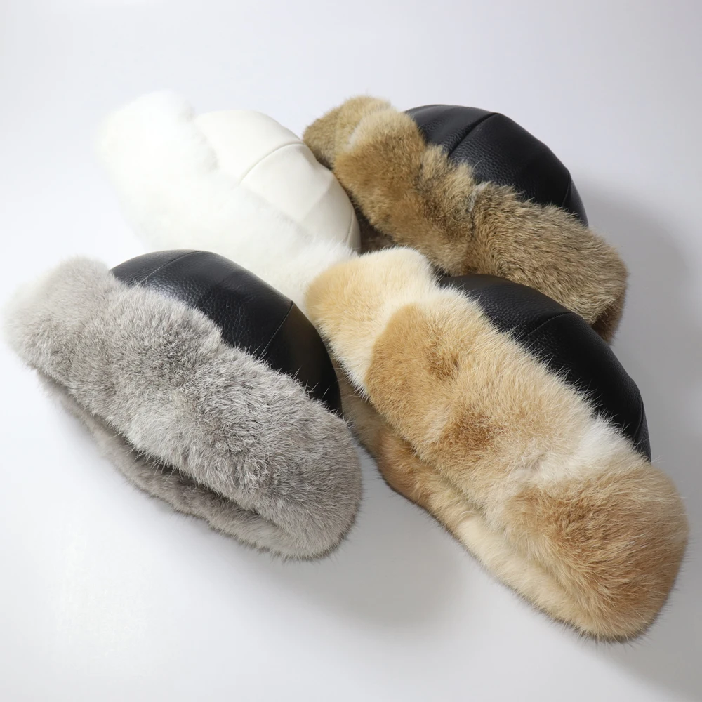 Hot Sale Women Winter 100% Real Rabbit Fur Hat Natural Warm  display picture 3
