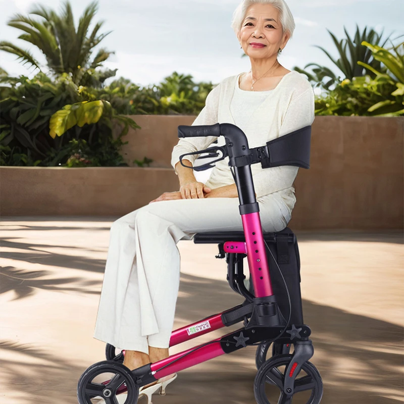 Hand-powered Rehabilitation Walker, Elderly Can Push and Sit Walker, Elderly Walking Walker Wheelchair, Assisted Walking