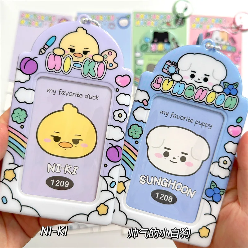 New Ins Korean Kpop Group Card Holder Bus Card Bank ID Card Protective Display Sleeves Students Bag Pendant Gift 4