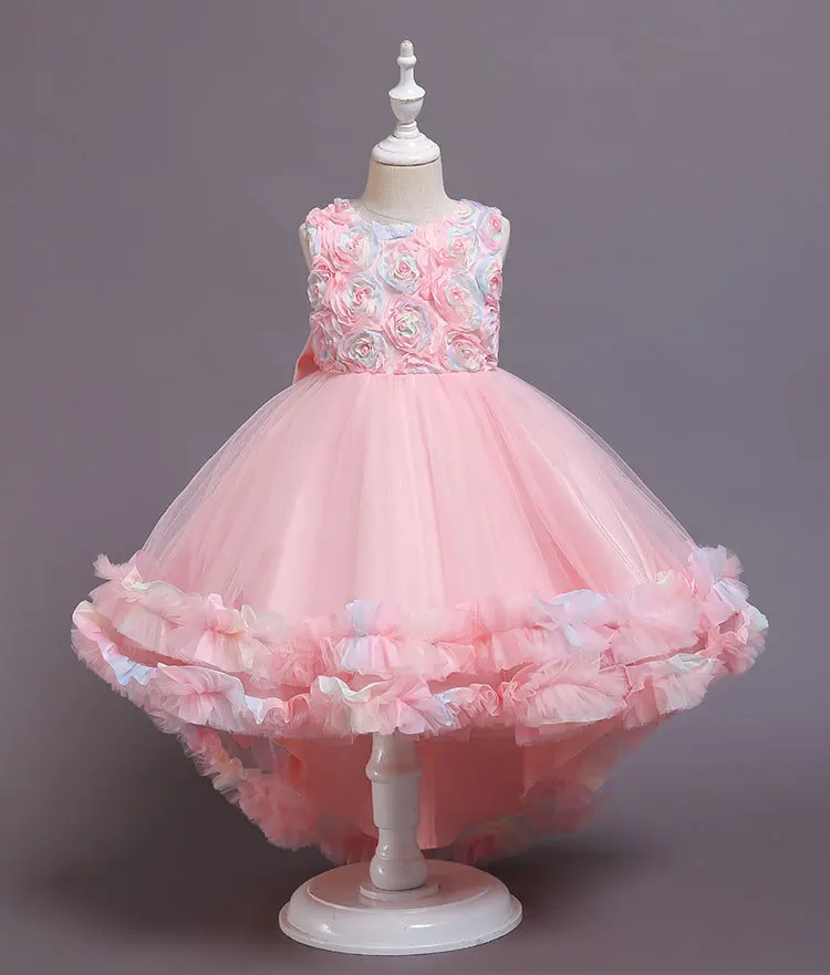 

Children's Dress Trailing Princess Dress Girl's Party Birthday Performance Dress Halloween Cake Mesh Dress