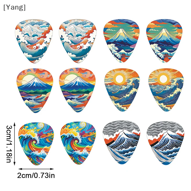 10Pcs/set Guitar Picks Premium ABS Material Dual-Sided Printing Shrapnel For Bass Ukulele Musical Instrument Accessories