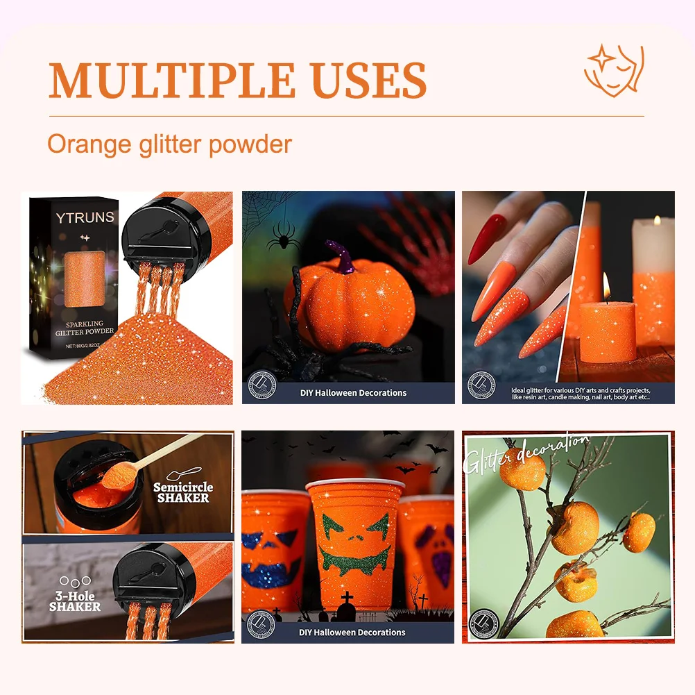 Laser Glitter Powder, 80g, 6 Colors, for Nail Art, Crafts, Candle Making, DIY Projects, Fine Glitter for Precise Designs 2