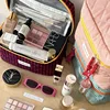Ladies' Color Blocking Checkered Makeup Bag Women's Ins Large Capacity Makeup Brush Storage Bag 4