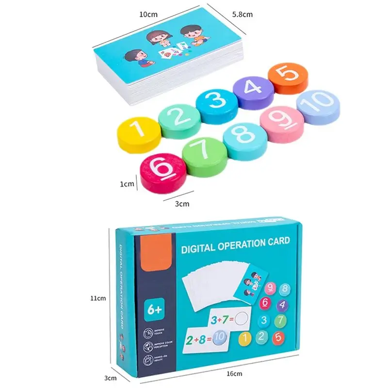 Math Toys Digital Card Montessori Wooden Addition Subtraction Teaching Aids Subtraction Operation Learning Logical Thinking 6