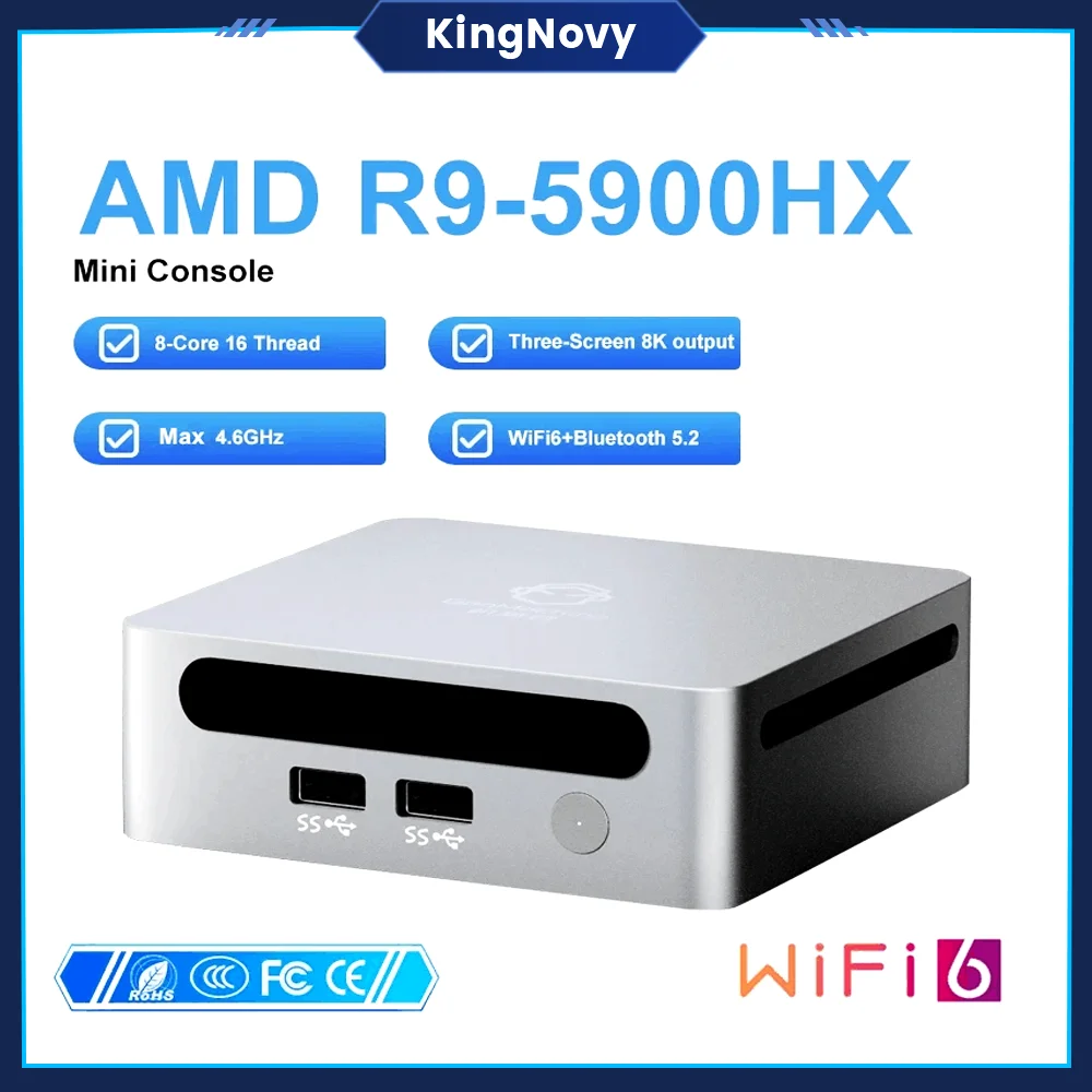 AMD Mini PC Ryzen 9 5900HX 7 7730U 2* DDR4 Max 64GB Dual NVMe Gaming