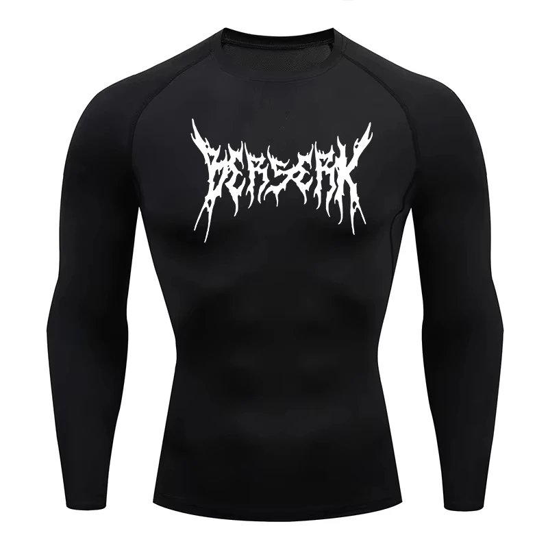 Gym Workout Rash Guard for Men Athletic Quick Dry Compression Shirts Berserk Print Tshirts Tees Tops Undershirts Baselayers 925