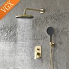 VGX Gold Concealed Shower System Bathroom Shower Faucet Set Embedded Cartridge Faucet Rainfall Shower Mixer Crane Grey Chrome 2