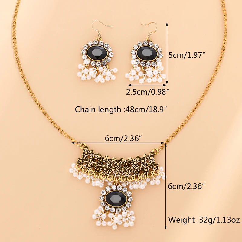 ZOSHI Ethnic Indian Wedding Jewelry Sets for Women Retro Statement Big Pendant Necklace Earrings Set Gold Plated Jewelry Set