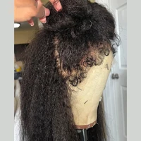 Perruque Lace Front Wig Remy naturelle crépue lisse, cheveux humains, sans colle, pre-à-porter, 4C 2