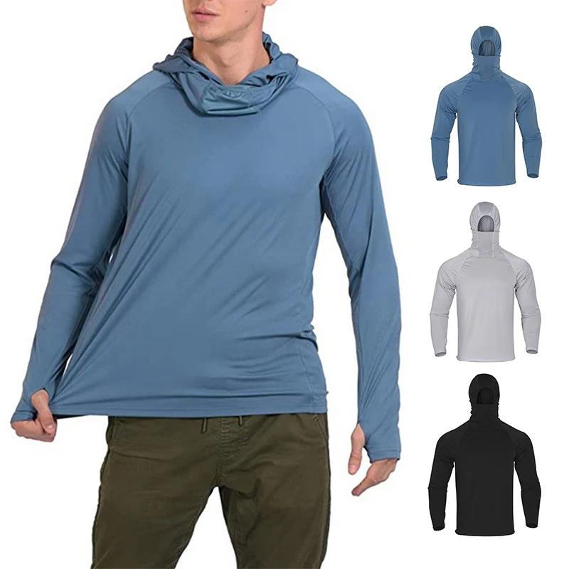 Men Comprehensive Training T-shirt Long Sleeve Anti-UV Sun/Skin Protection Tops Summer Outdoor Sports Golf Fishing Pullovers