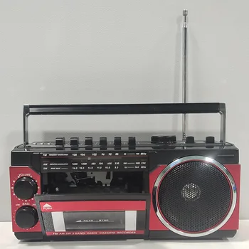 레트로 휴대용 멀티밴드 FM 테이프 라디오 블루투스 스피커, 야외 다기능 USB 카드 오디오 MP3 음악 플레이어 헤드폰 입력