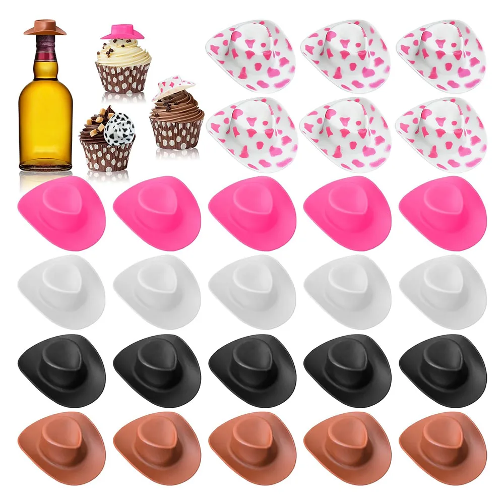 16PCS Mini Cowboy Hats for Bachelorette Party Favors Birthday Wedding Doll Accessories Aesthetic Western Doll Hats Shooter Toppers party hat,cowboy doll hat