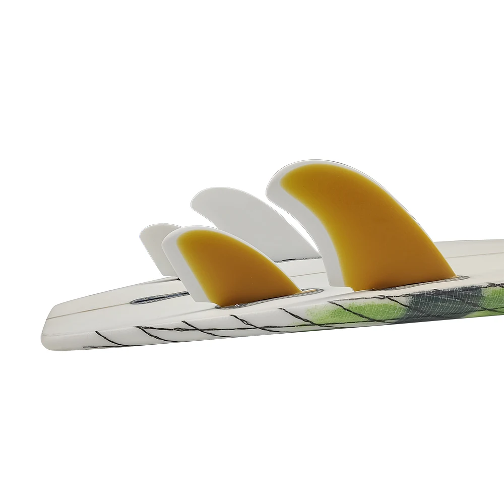 UPSURF FCS II Fins Surfboard Quad Fins Fiberglass Yellow RM 4 Fins High Performance Double Tabs 2 Surf Keel+Rear Fin