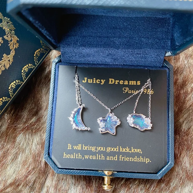 2025 Damenmode 2024 Süße Modekette mit Sternen, Neumond und Wolken-Schlüsselanhänger, Änderung der Zuckerfarbe, Geburtstagsgeschenk, Damen_voghion.com
