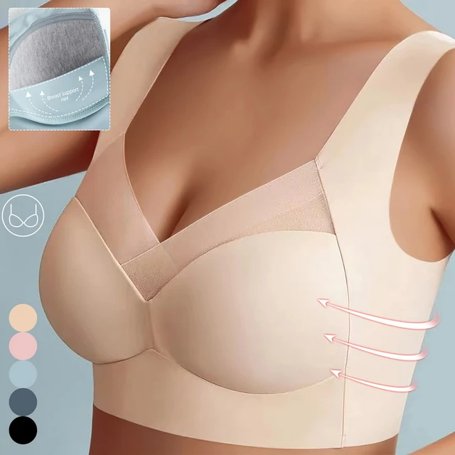 Black big breasts show small underwear women. A full cup of anti-breast sag  without a steel ring-controlled bra was put together a thin section. -  AliExpress