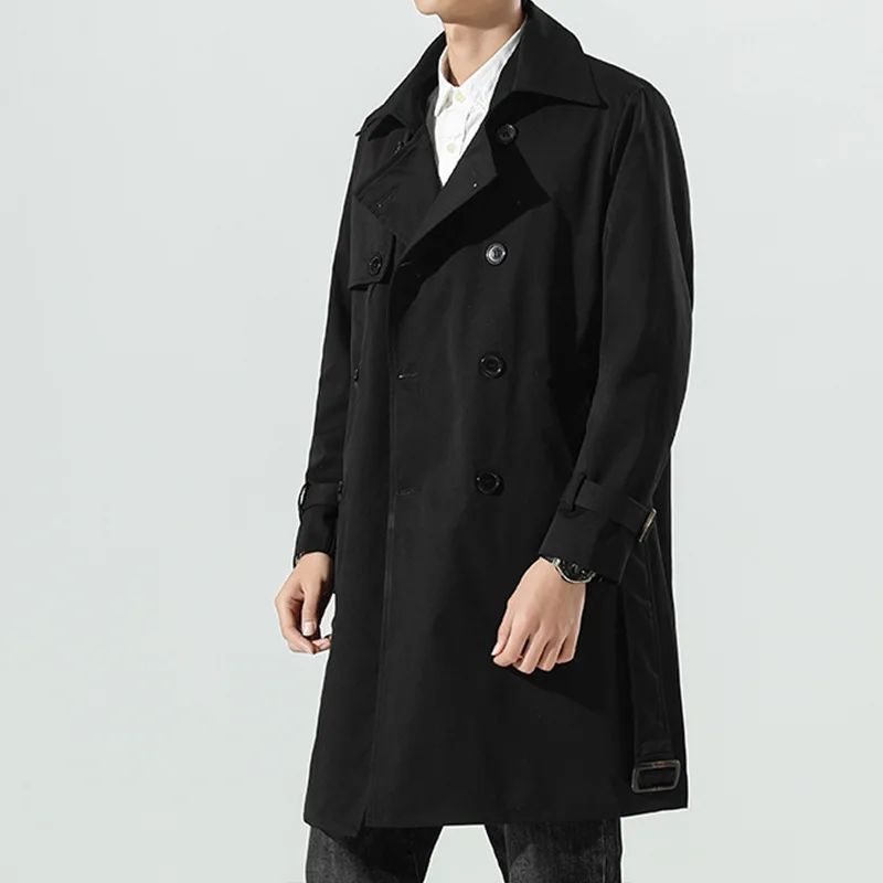 England style double-breasted jacket trench men Business casual loose long section Windbreaker for men coat jacket M-4XL