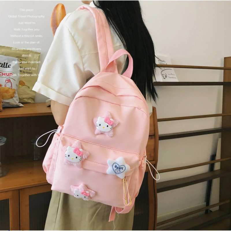 

Sanrio аниме мультфильм КТ Кот девочка школьный рюкзак маленький свежий младший ученик старшей школы милый мягкий рюкзак для девочек студенческий рюкзак подарок