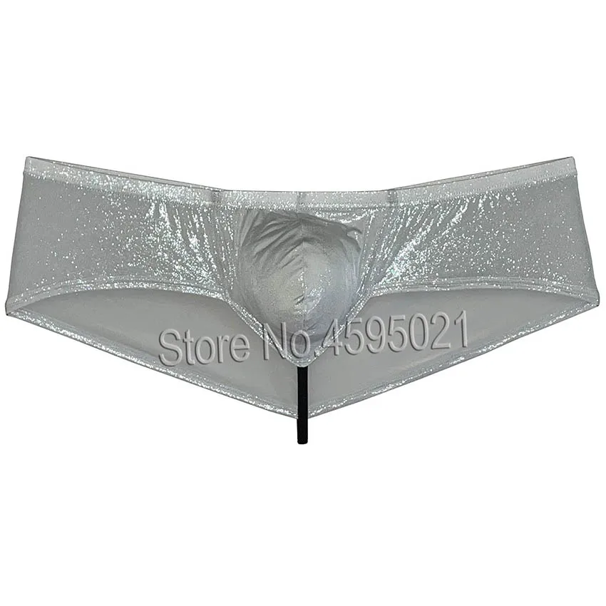 Men's Shiny Ice Silk Thong Boxers Wet Look Metallic Luster Seductive Male Underwear Soft & Elastic Cheeky Briefs