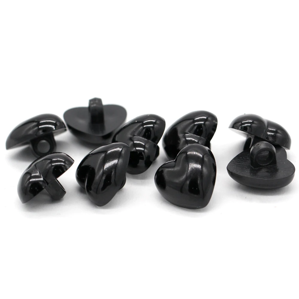 EQUBO 13/15/18/21/25mm White Black Heart Shape Plastic Pearl Buttons for Clothing Large Coat Knitwear Shirt Blouse Handmade Deco 6