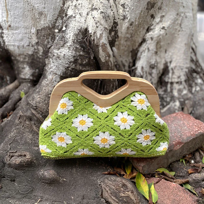 NEW Tote Bag for Women Floral Crochet Large Capacity Vintage Multicolor Hollow Out Handbag Travel Shopping Bag