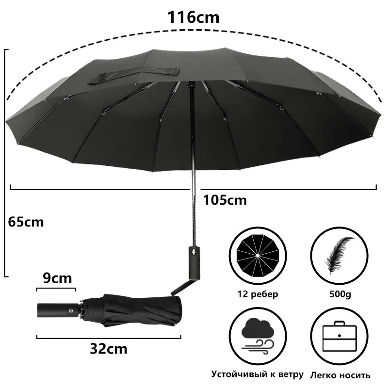 Strong Wind Resistant 3Folding Automatic Umbrella Men Parasol Women Rain 12Ribs Large Umbrellas Business Gift Portable Paraguas folding umbrella,automatic umbrella