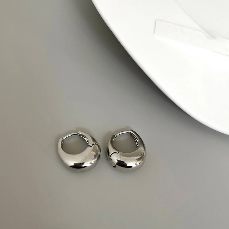 Metallic Punk Oval Hoop Earrings