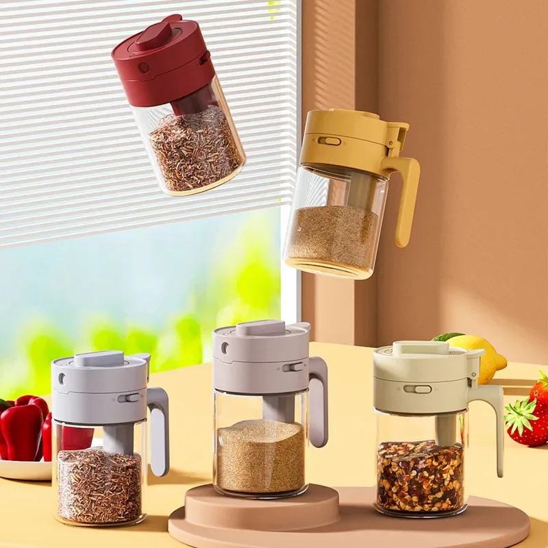 Glass Seasoning Jar with Separating Spoon for Home Kitchen