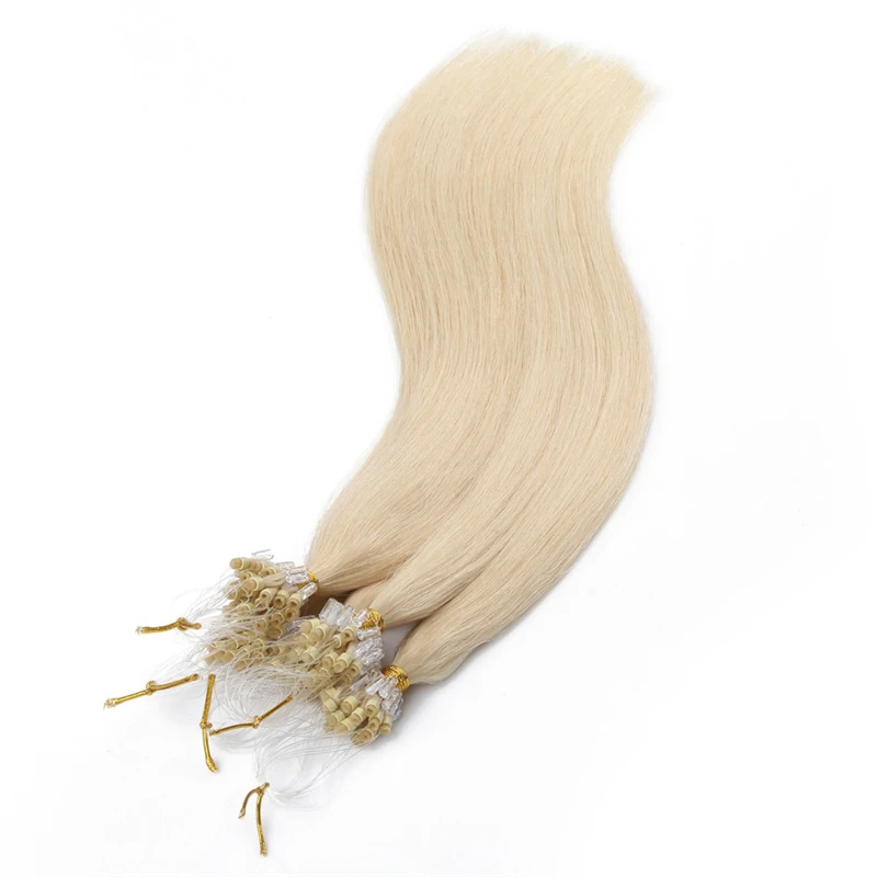 18-24inch Micro Ring Remy Human Hair Extensions Mongolian Straight #613 Pre Bonded Micro Loop Fusion Human Hair Extension