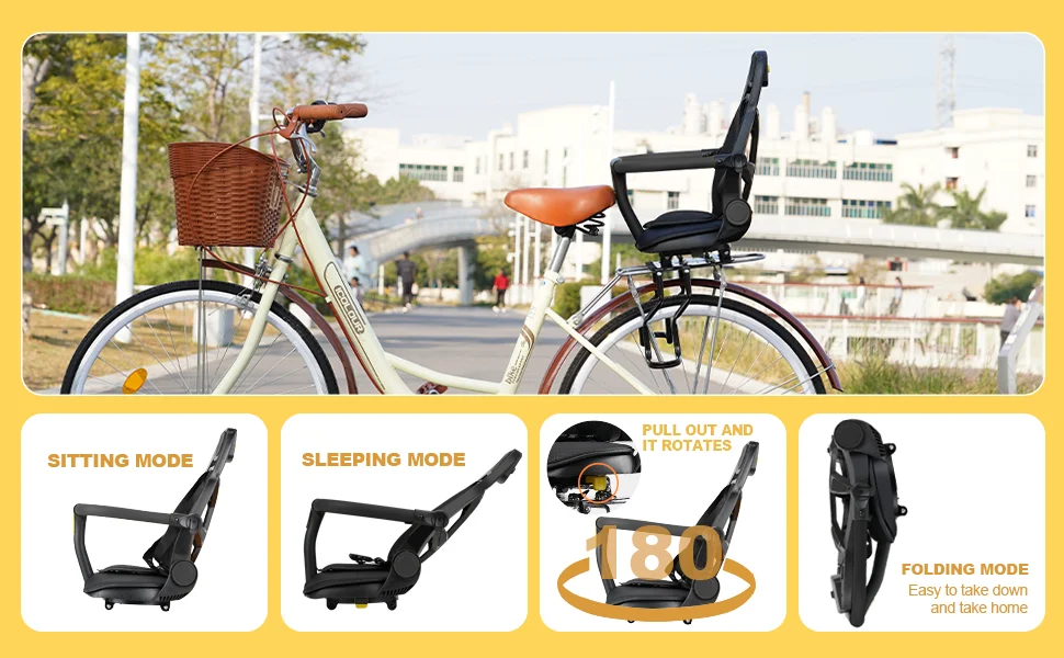 Bike Baby Seat Kids Bike Seat, New Aluminum Alloy Child Bike Seat