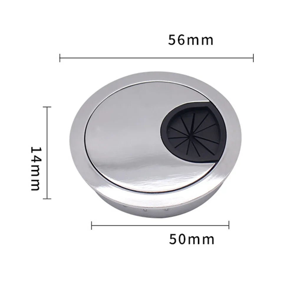 Tidy Your Cables with Ease using our Desk Metal Grommet Table Cable Tidy Wire Hole Cover, Silver Color, 60mm Size