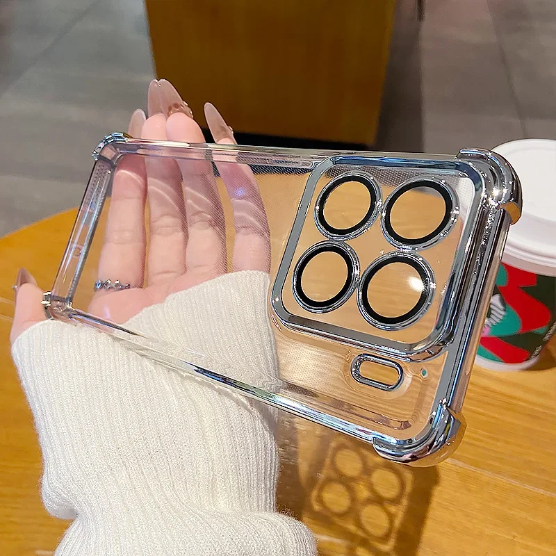 Clear Plating Soft Silicone Shockproof Phone Case with Full Lens Film Protection