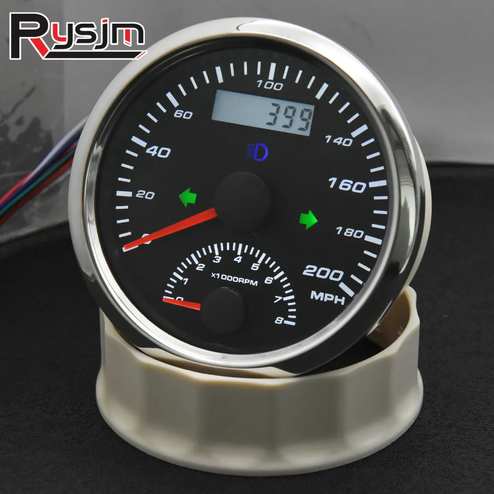 

0~200MPH 85MM Gauge Boat Car GPS Speedometer 8000rpm Tacho Gauge 12V/24V Speed Meter For Marine Truck Motorcycle