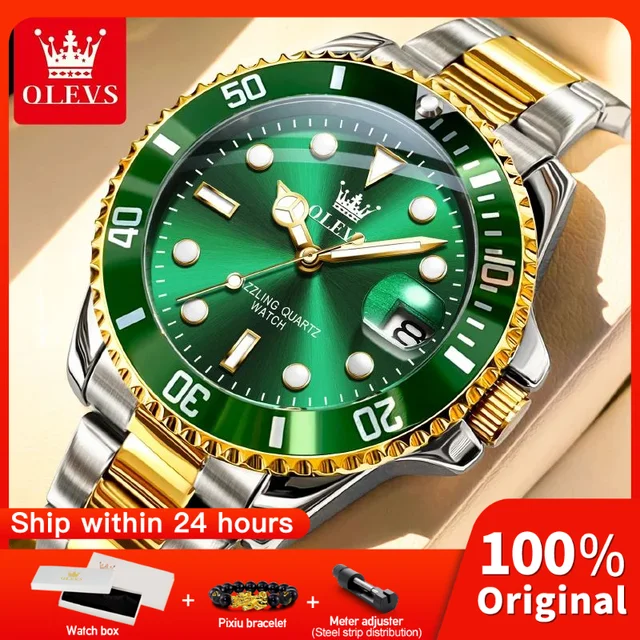 OLEVS 5885 homme montre marque originale étanche montre à Quartz bracelet en acier inoxydable automatique Date hommes cadeaux montres pour homme 1