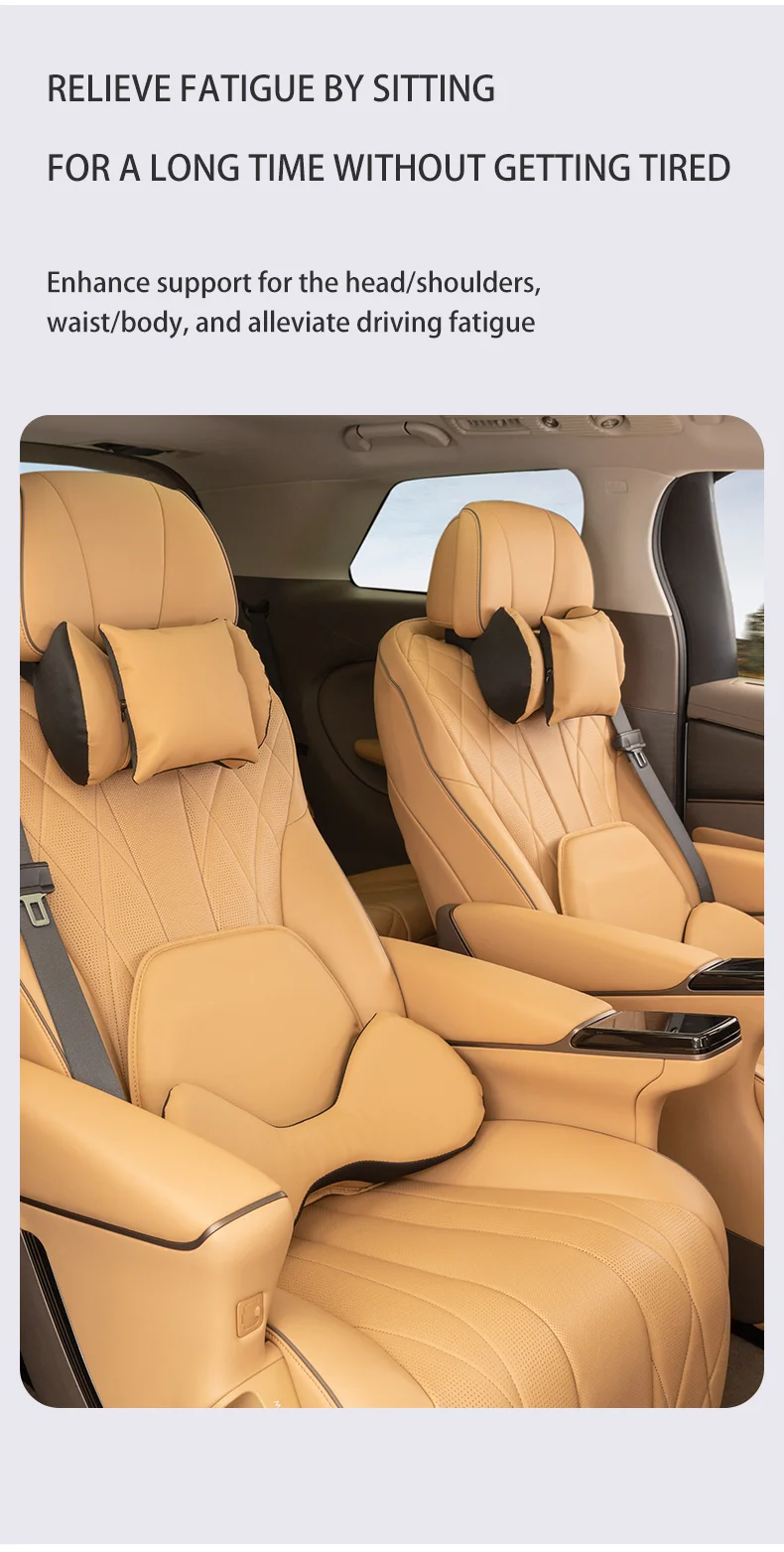 High quality car neck pillow headrest lumbar support leather material Comfort an