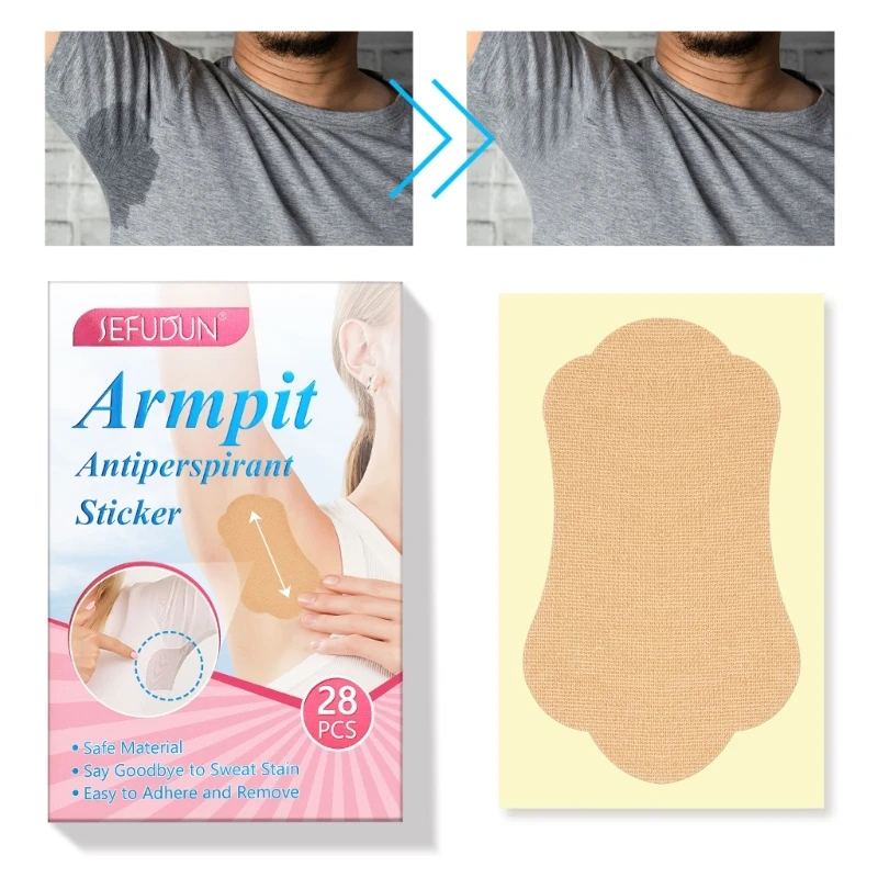 28 Pcs Armpit Sweat Pads for Women and Men Cotton Disposable Underarm Pads Sweat Absorption Comfortable Adhesive underarm sweat pads