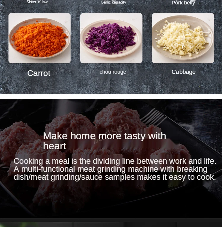 Description Picture 4 of item2 Speed Stainless steel Electric Chopper Meat Grinder Mincer Food Processor Slicer Meat Cutter Food Chopper Electric