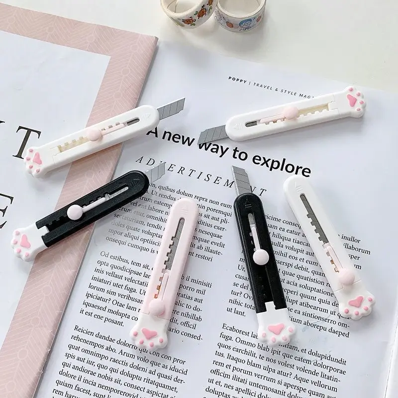 Mr.Paper 미니 휴대용 고양이 발 도구 칼 귀여운 크리 에이 티브 절묘한 핸드북 장식 종이 절단 편지지 용품