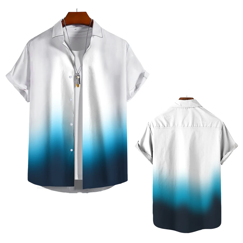 

Gradient Shirt For Men Simple Men'S Shirts Casual Short Sleeve Tops Beach Vacation Style Men Clothing Oversized Hawaiian Shirts