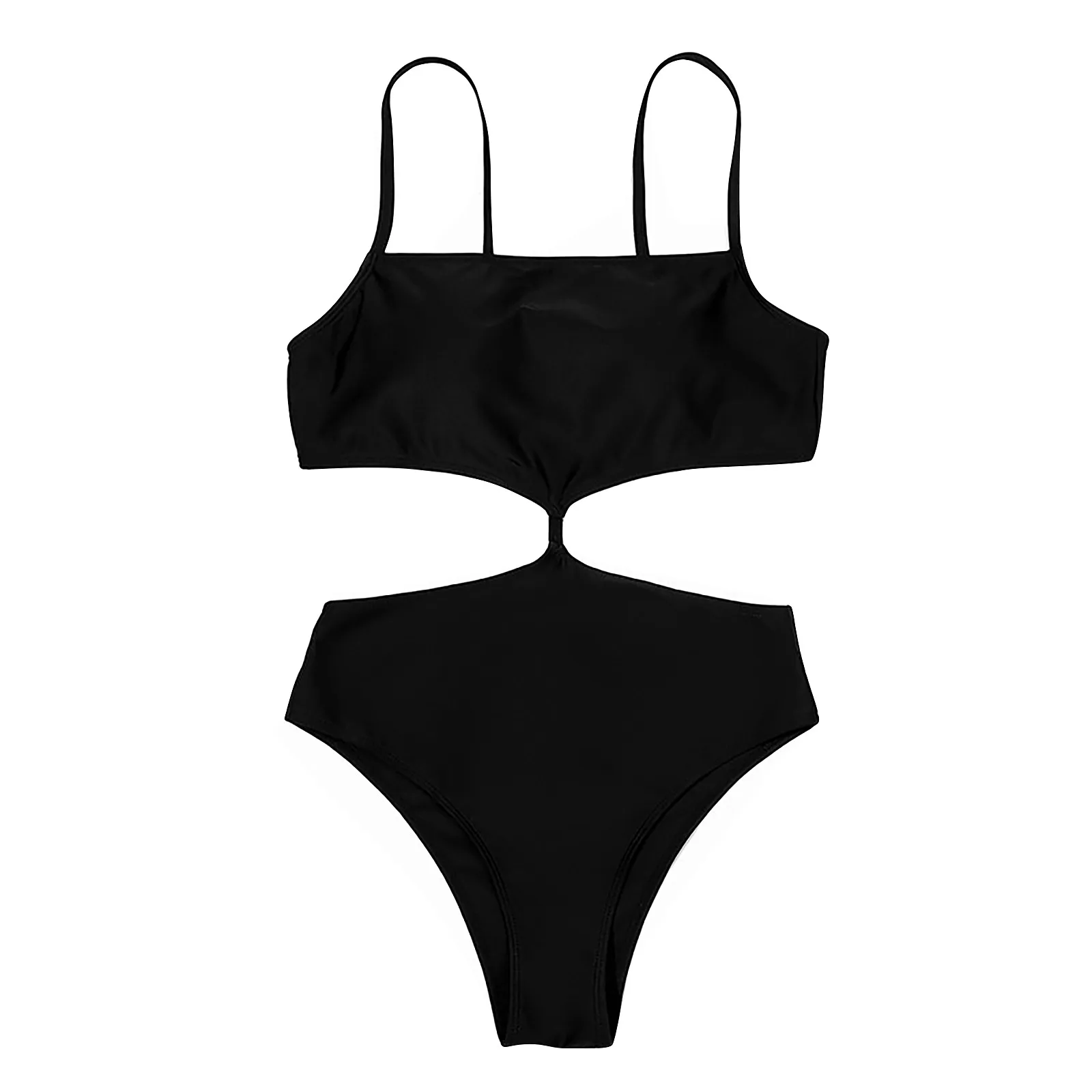 Solid Black Swimsuit Sexy Women Bikini One piece Camisole Bathing Suit