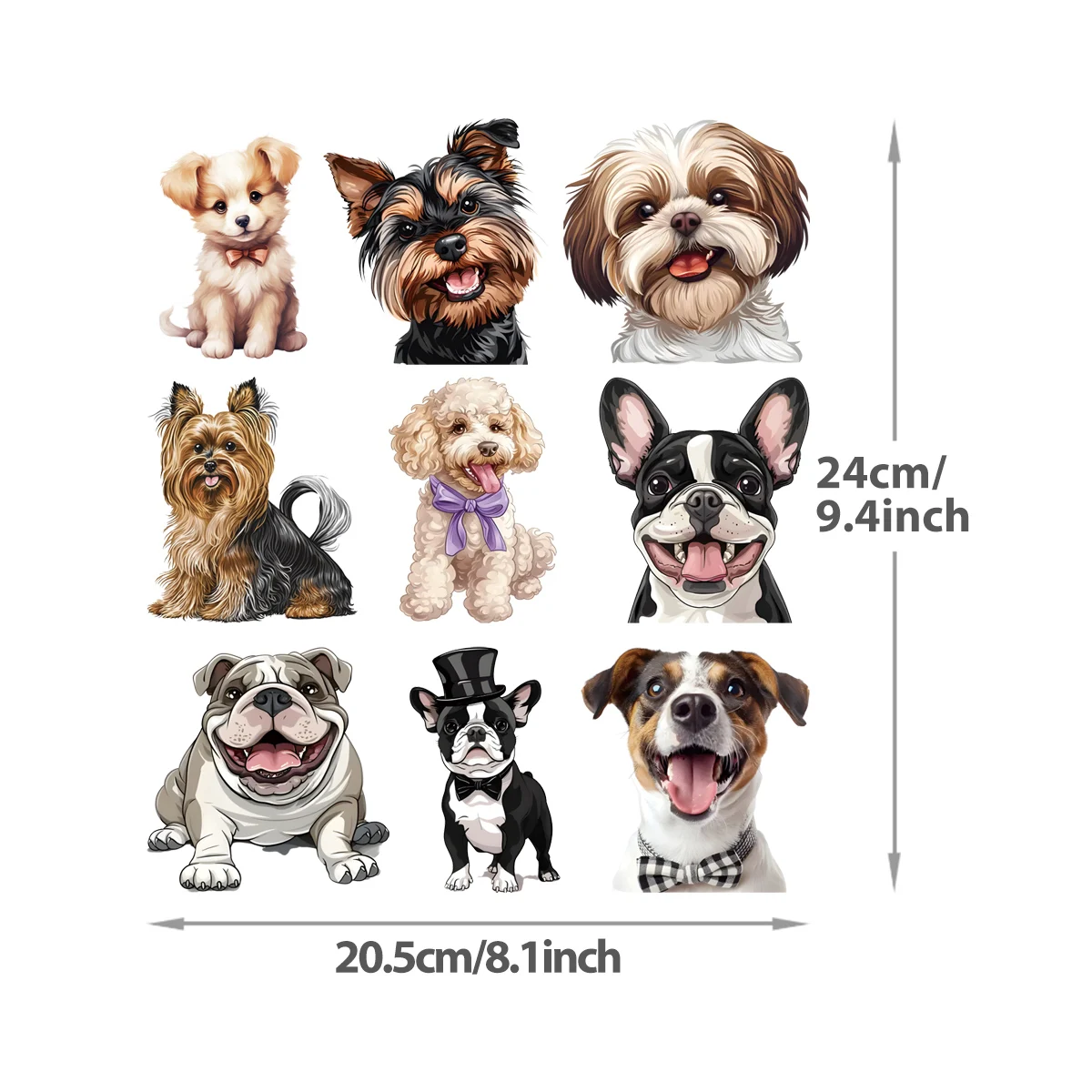 Description Picture 2 of item9pcs/set Cartoon Dogs Patch For Clothes T-Shirt Jeans Stickers Diy Hoodies Heat Press Appliqued Animal Patches